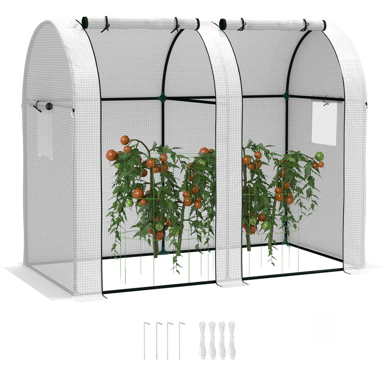 94 x 185cm Mini Two-Room Greenhouse - White