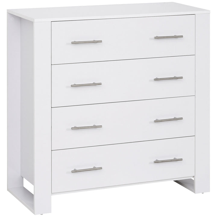 HOMCOM 4-Drawer Chest of Drawers, Storage Organizer Unit with Metal Handles Base Freestanding Unit Furnishing Living Room, White