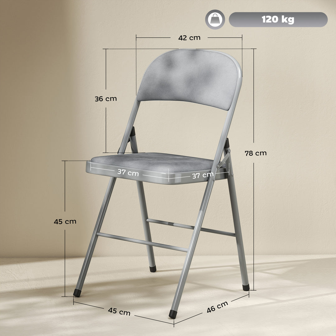 4 Pack Folding Chairs with Padded Seats, Velvet Portable Party Chairs 