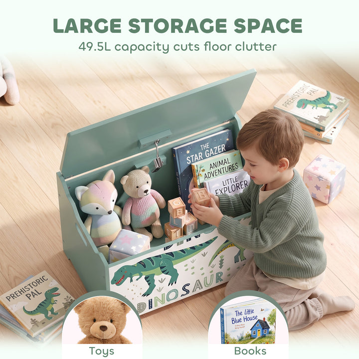 Storage Chest, Wooden Toy Chest with Lid, Flip-Top, Security Hinges - view 4