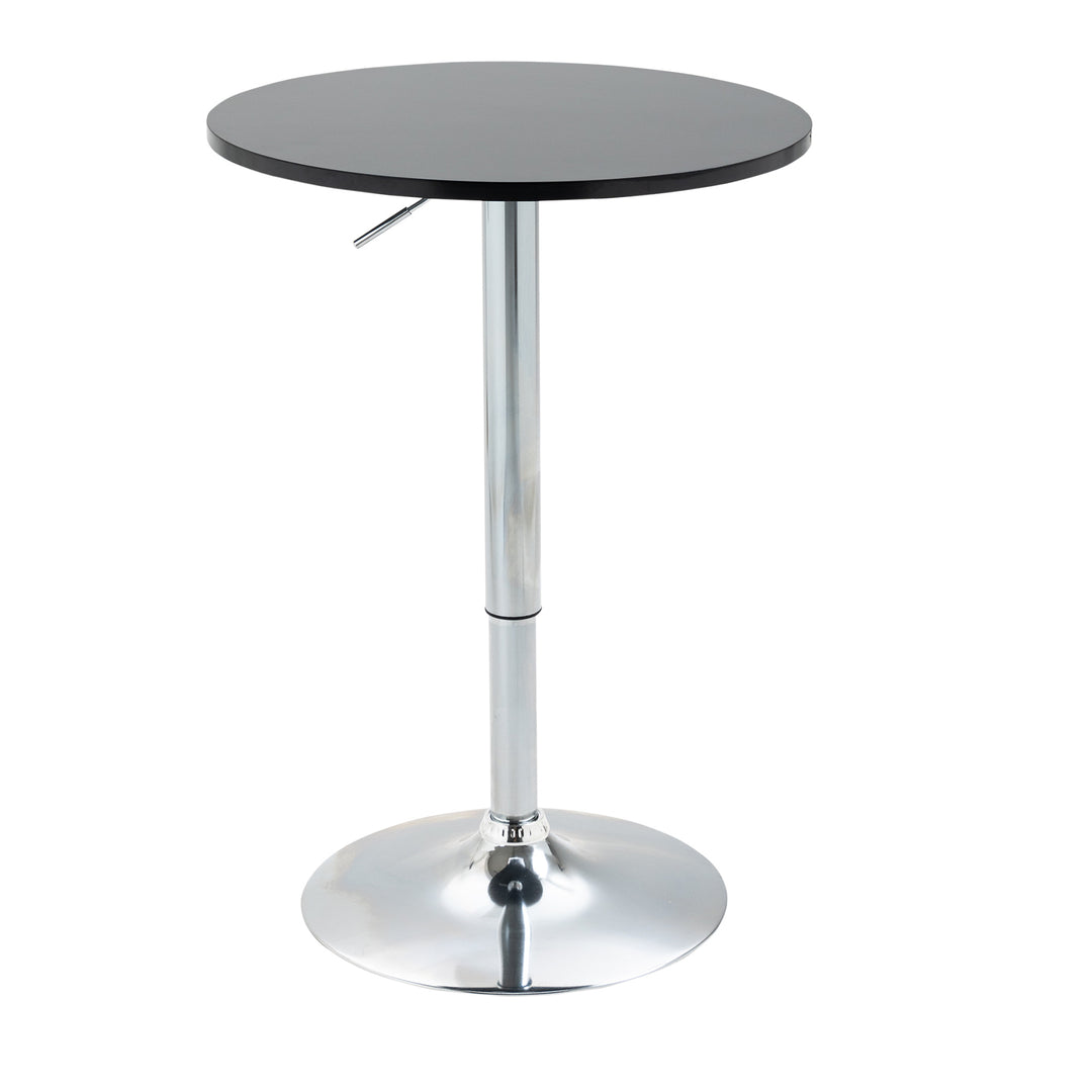 MCL Round Height Adjustable Bar Table Counter Pub Desk with Metal Base for Home Bar, Dining Room, Kitchen, Black