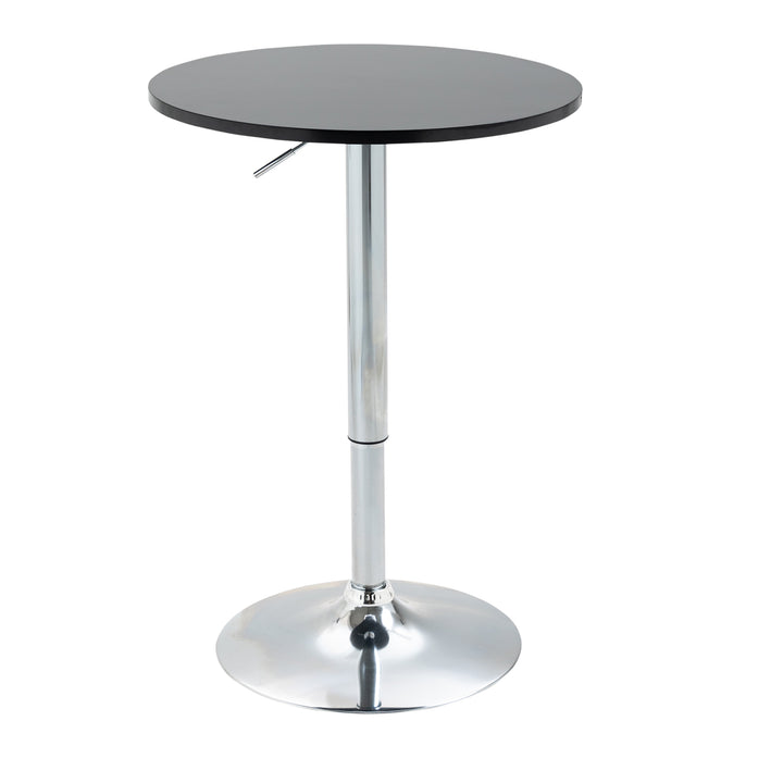 MCL Round Height Adjustable Bar Table Counter Pub Desk with Metal Base for Home Bar, Dining Room, Kitchen, Black
