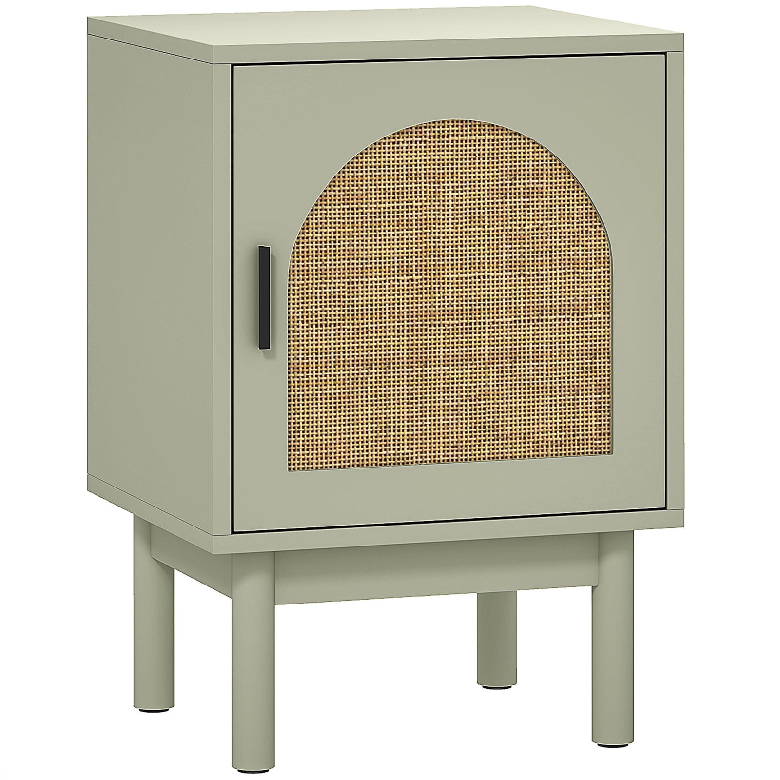 Rattan Bedside Table for Bedroom - Light Green