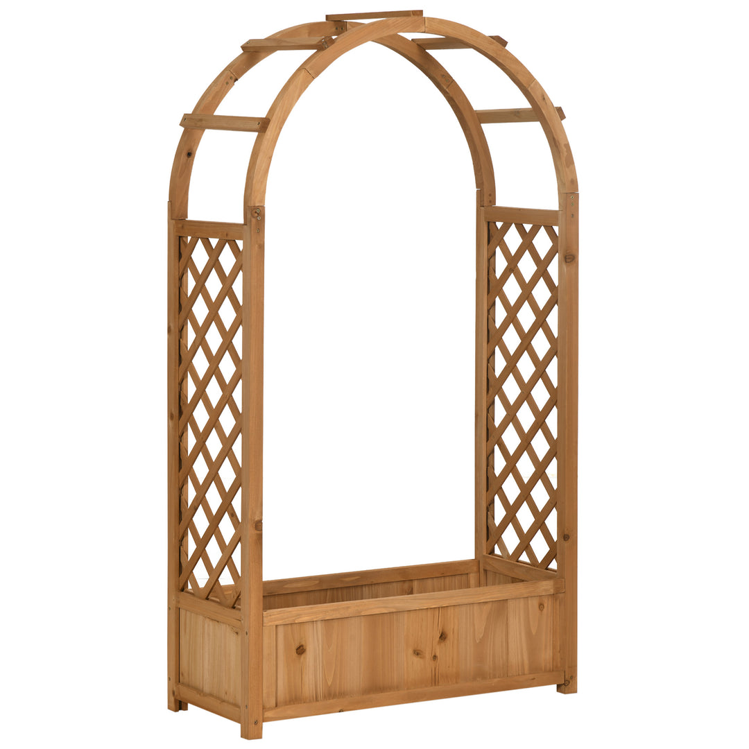 Raised Garden Bed with Arch Trellis, Freestanding Garden Planter Box for Vine Climbing Plant Flower Herb