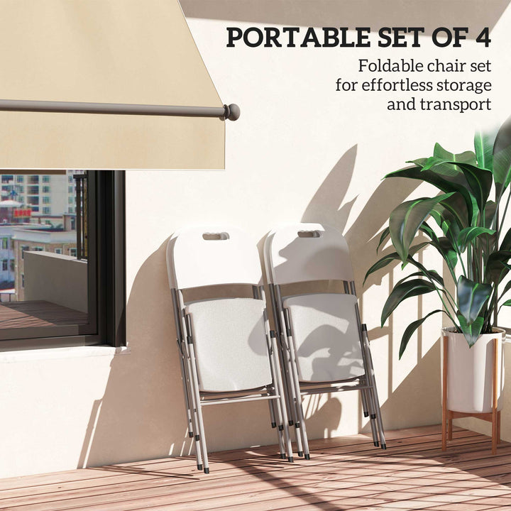 Set of Four Foldable Outdoor Chairs - White