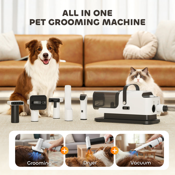 5 in 1 Dog Grooming Vacuum &amp; Dryer w/ Clipper, 1.8L Canister, 4 Modes 