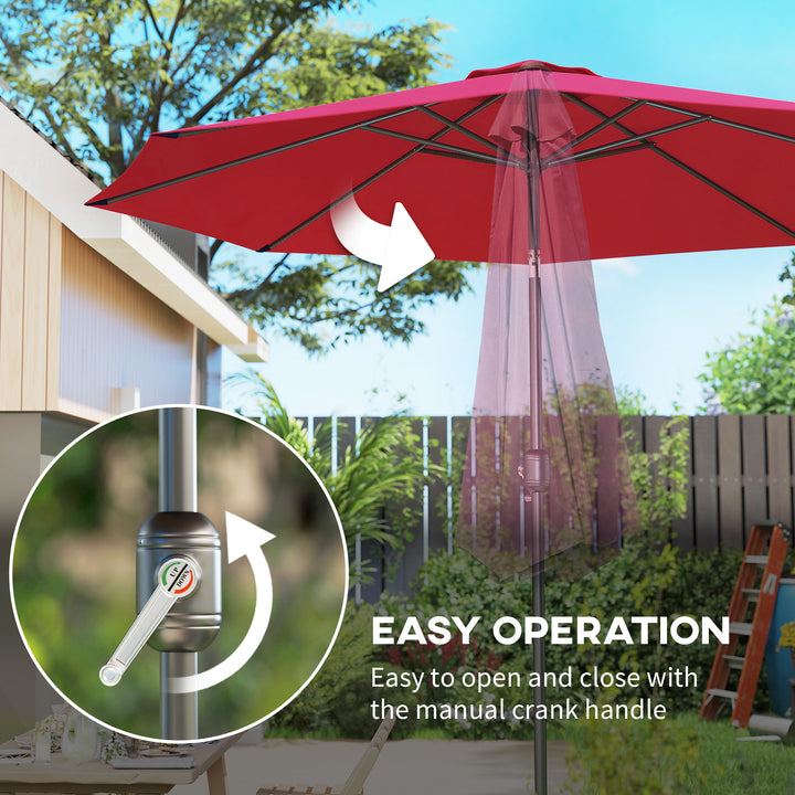 MCL 3(m) Tilting Parasol Garden Umbrellas, Outdoor Sun Shade with 8 Ribs, Tilt and Crank Handle for Balcony, Bench, Garden, Wine Red