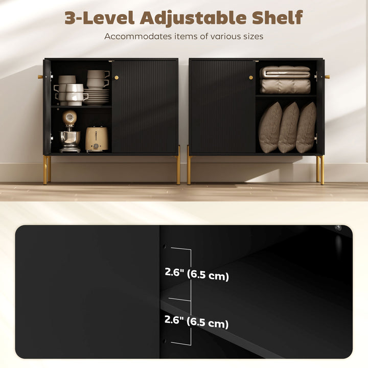 Sideboard Buffet Cabinet, Coffee Bar Cabinet with Fluted Doors and Adj