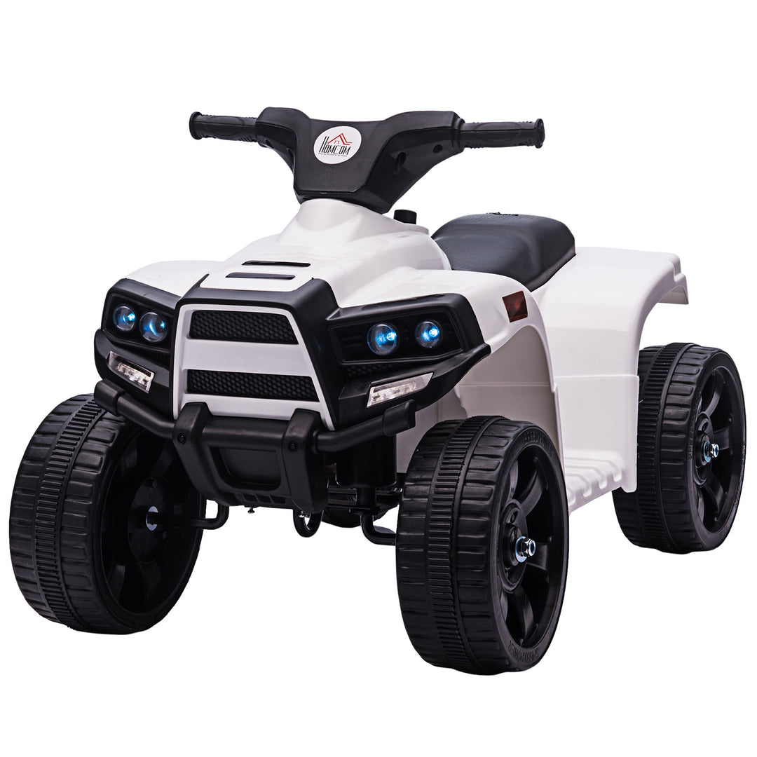 6V Kids Electric Ride on Car, ATV Toy, Quad Bike with Headlights, Horn, for Toddlers 18-36 Months White
