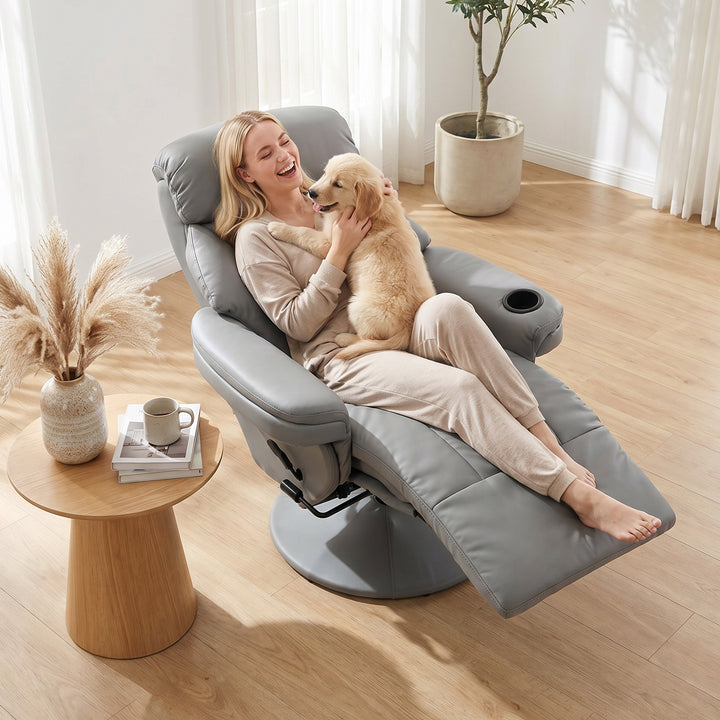 Upholstered Reclining Armchair, Manual Recliner Chair with Footrest an
