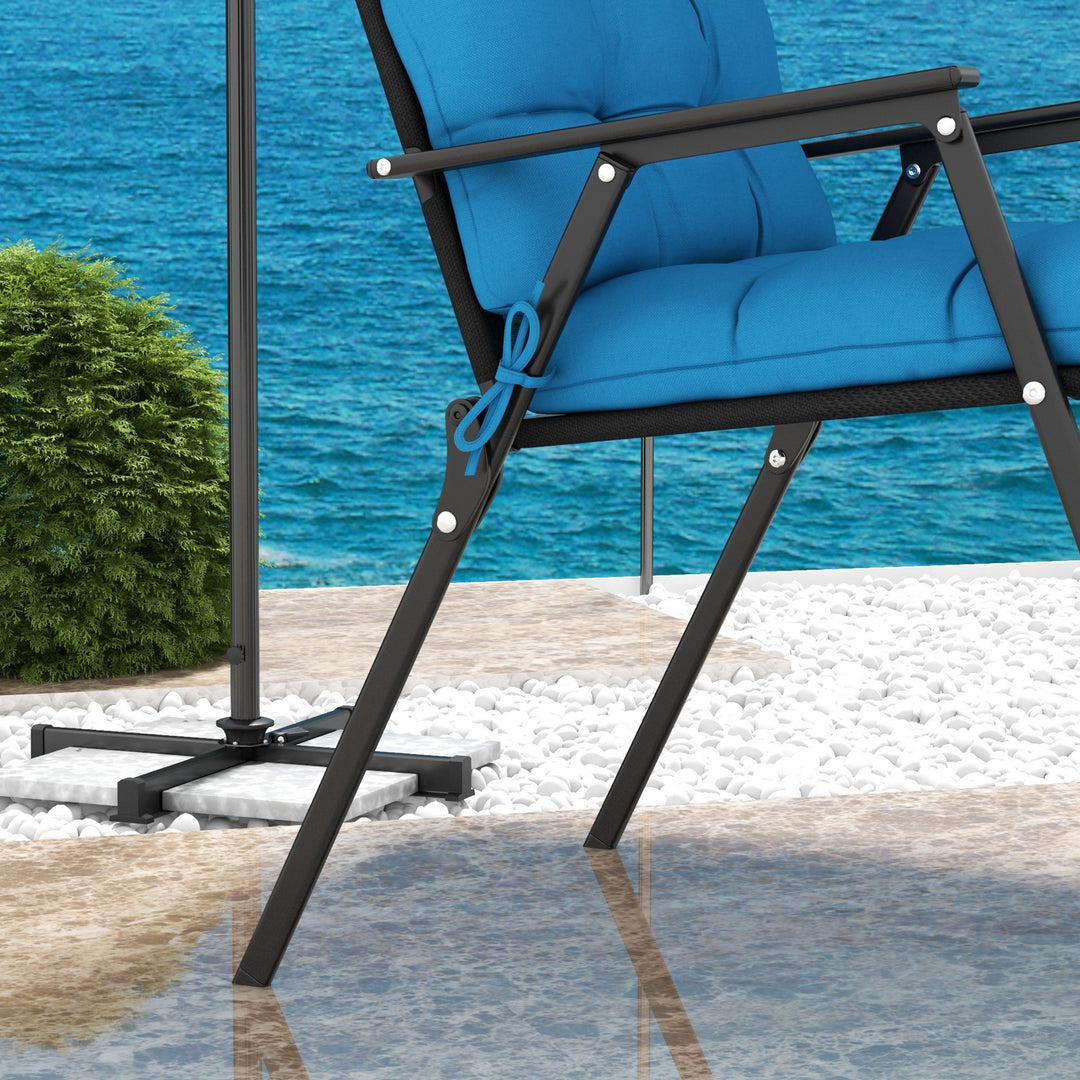 2-Piece Seat Cushion Replacement with Backrest, Garden Patio Chair Cushions Set with Ties, Blue
