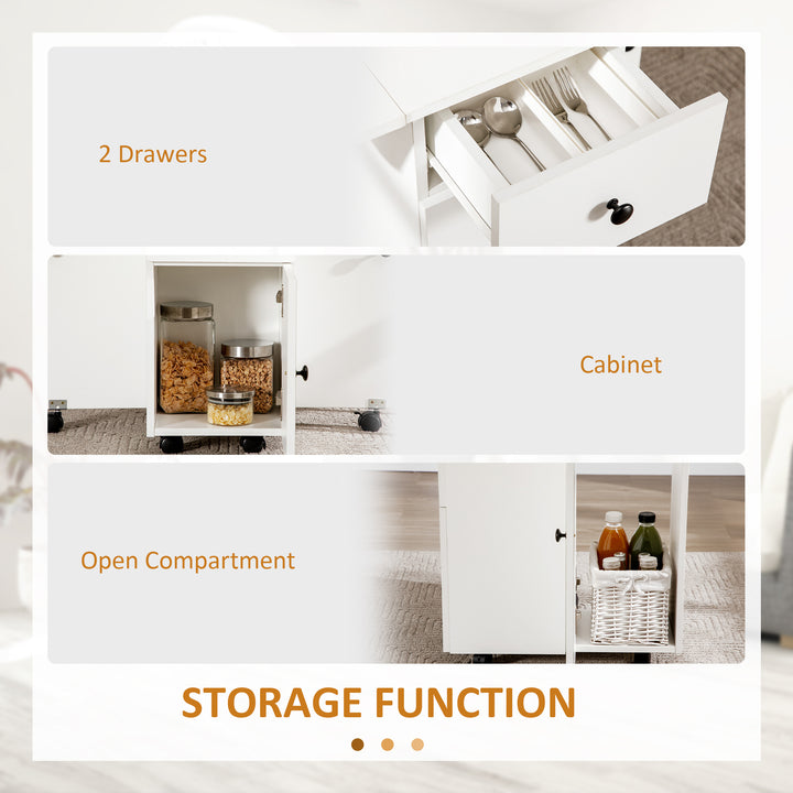 MCL Multi-Storage Six-Person Drop Leaf Dining Table -  White