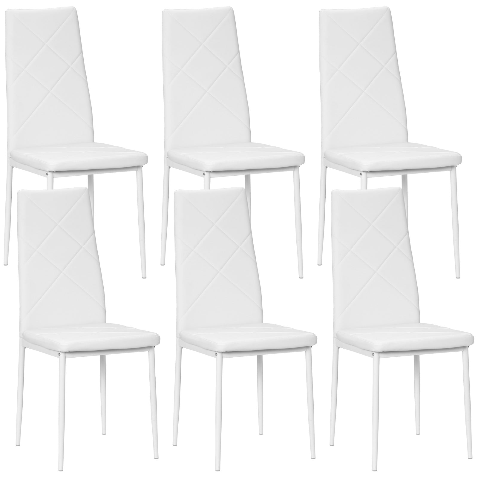 Set of 6 Faux Leather Dining Chairs - White