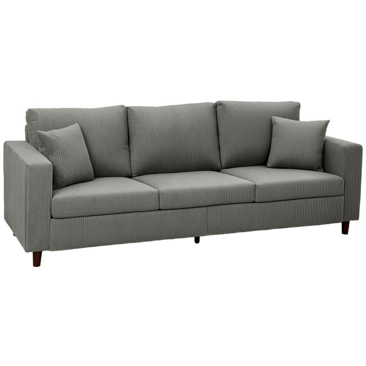 3 Seater Sofa with Wide Seat, Corduroy Fabric Couch with Deep Seat, Sp