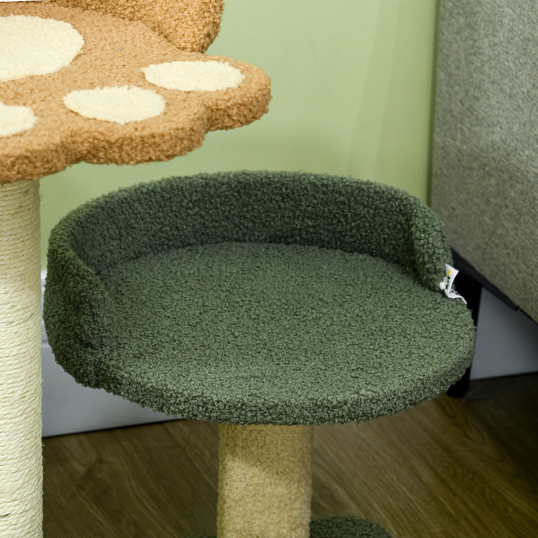 PawHut Compact Cat Tree: Scratching Posts, Dual Beds & Play Ball for Kittens, Space-Saving Design, 43 x 39 x 52cm, Grey | Aosom UK