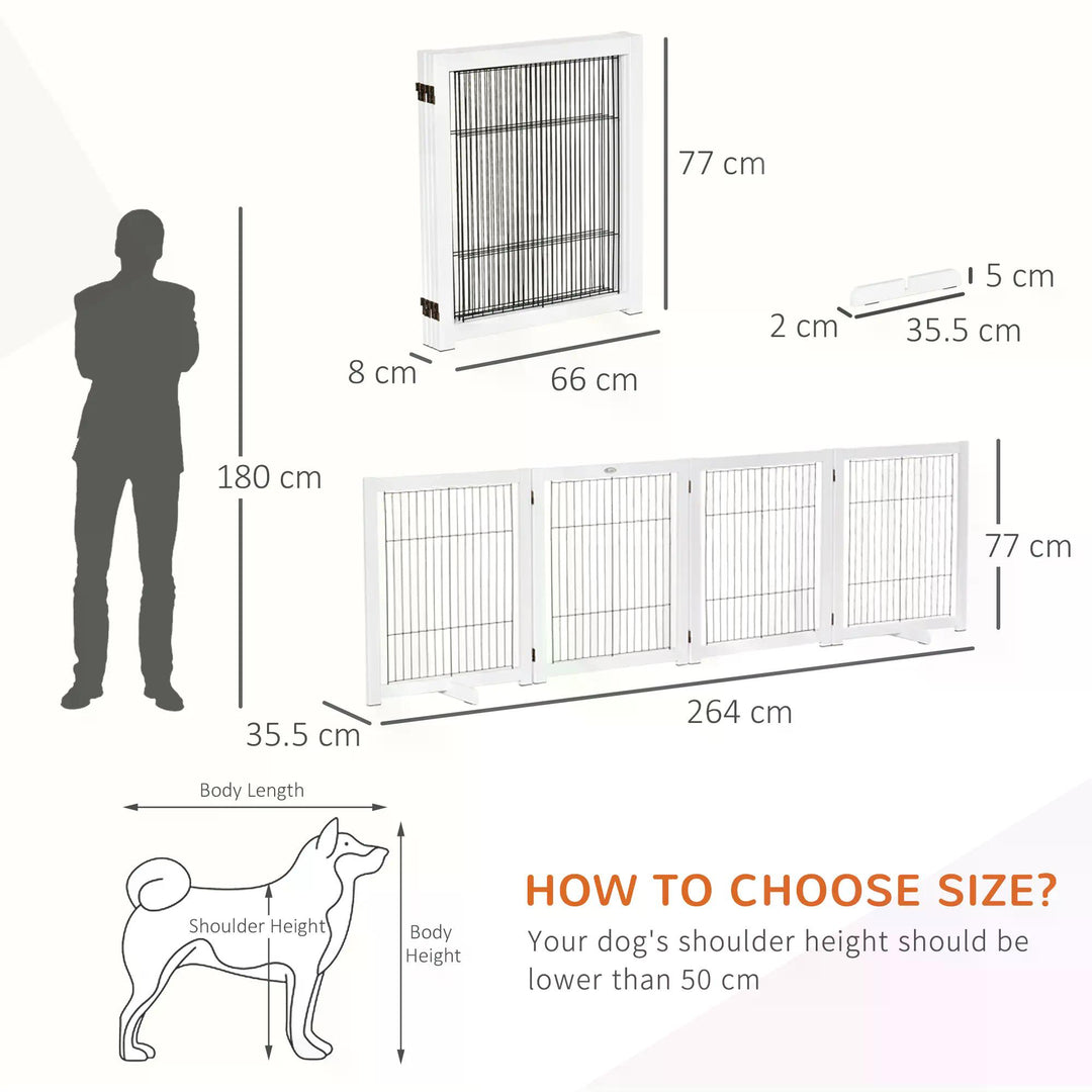 Freestanding Folding Pet Gate 4 Panels Dog Puppy Barrier with Support Feet