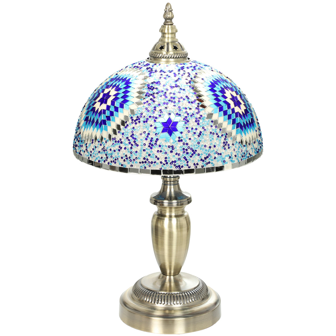 30cm Tiffany Lamp, Stained Glass Bedside Table Lamp with Button