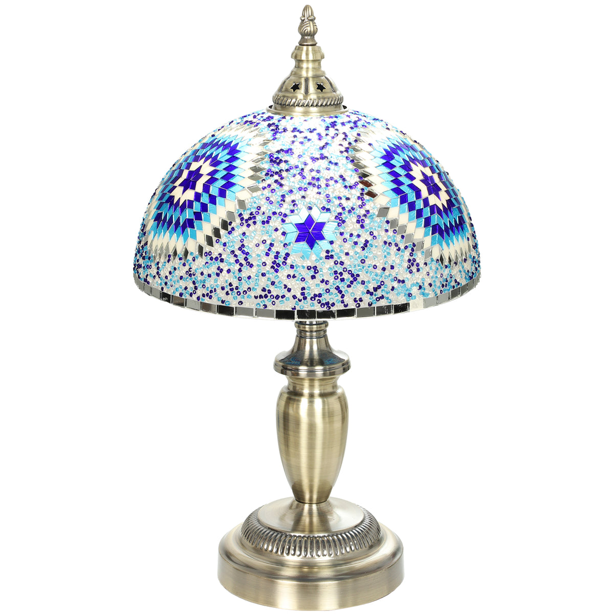 30cm Tiffany Lamp, Stained Glass Bedside Table Lamp with Button