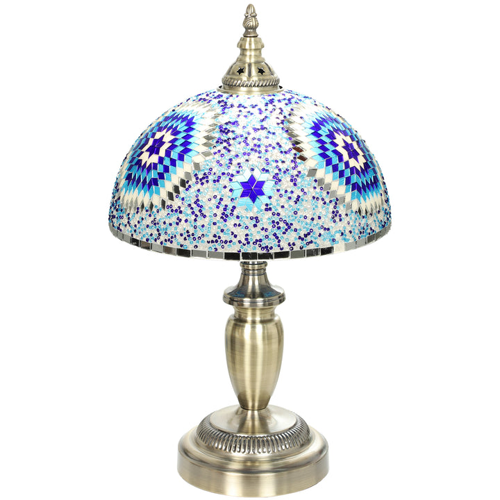 30cm Tiffany Lamp, Stained Glass Bedside Table Lamp with Button
