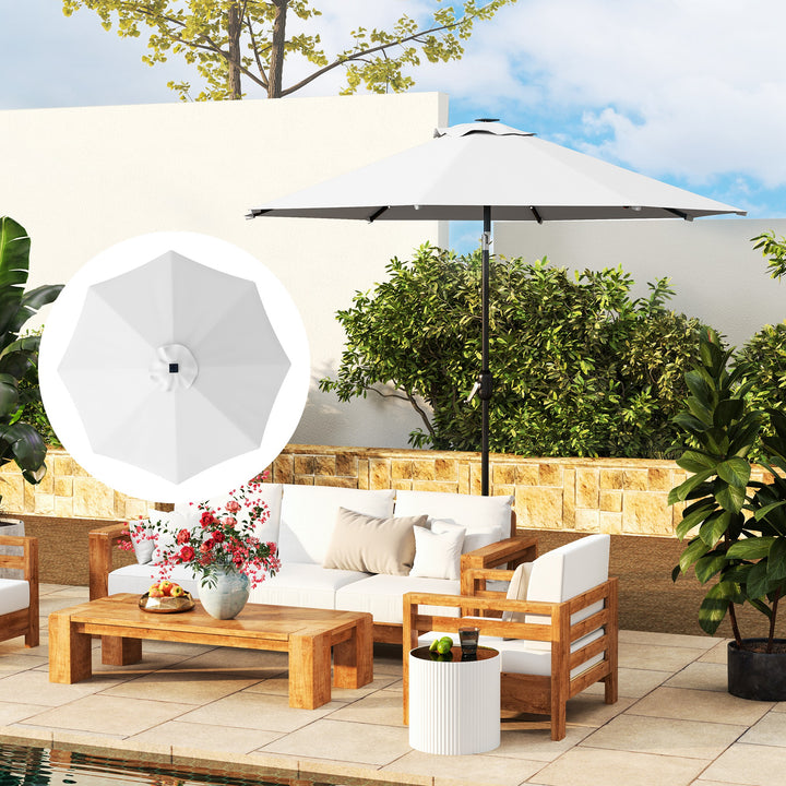 3 m Replacement Parasol Canopy with Top Vent, UPF 50+ Garden Parasol Replacement Canopy, 8 Rib Parasol Cover Replacement Fits Various Frames, Cream