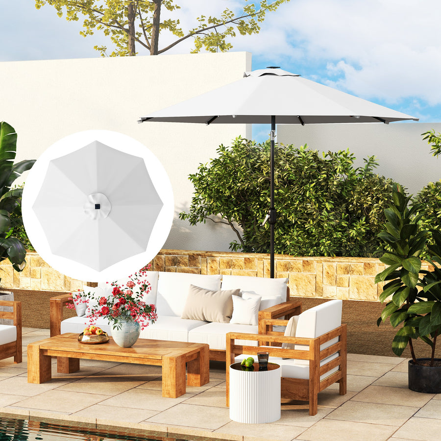 3 m Replacement Parasol Canopy with Top Vent, UPF 50+ Garden Parasol Replacement Canopy, 8 Rib Parasol Cover Replacement Fits Various Frames, Cream