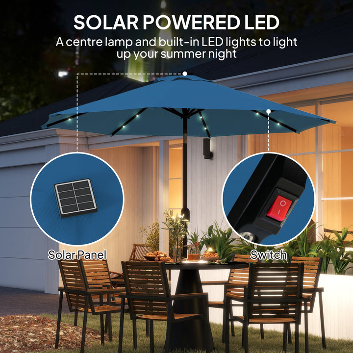 2.7m LED Light Parasol Umbrella - Blue