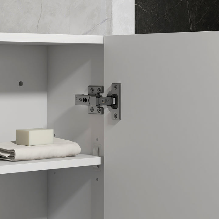 Bathroom Wall Cabinet, High Gloss Bathroom Storage Cabinet with Soft-C