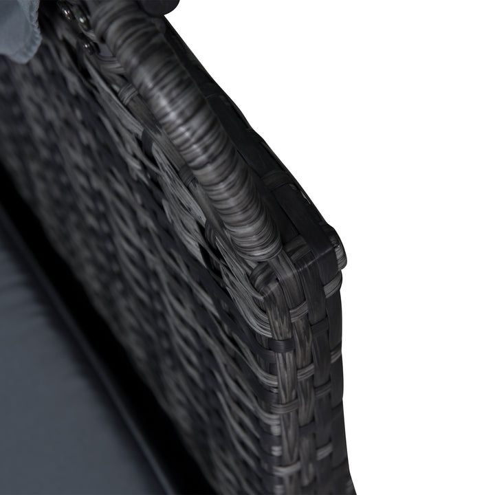 MCL 5 PCS Outdoor Rattan Wicker Sofa Sets Reclining Sofa Adjustable Canopy & Side Table Dining Table Set Sectional Conversation Furniture w/ Cushions, Mixed Grey