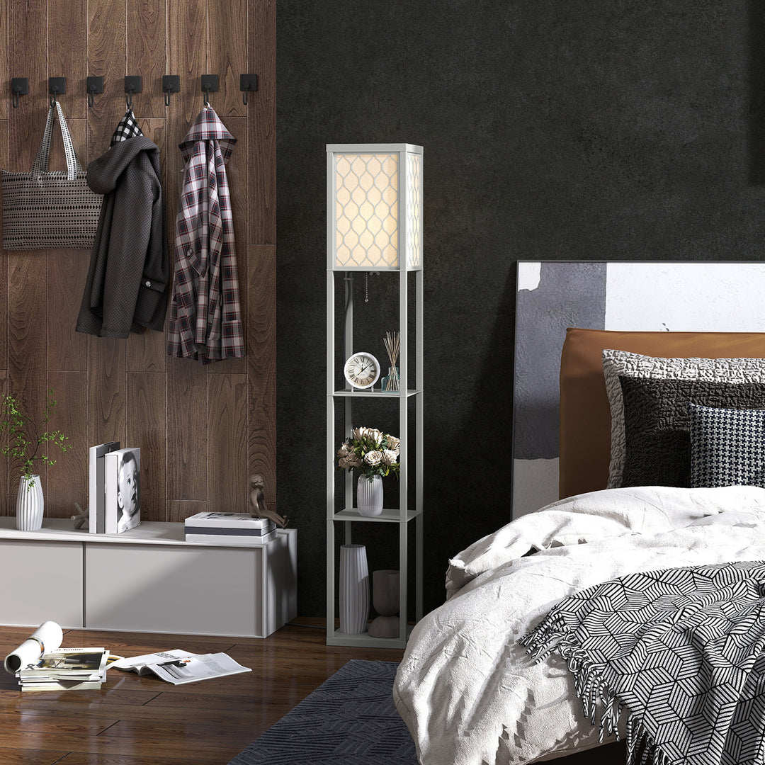 Three-Shelf Standing Lamp - Grey/White