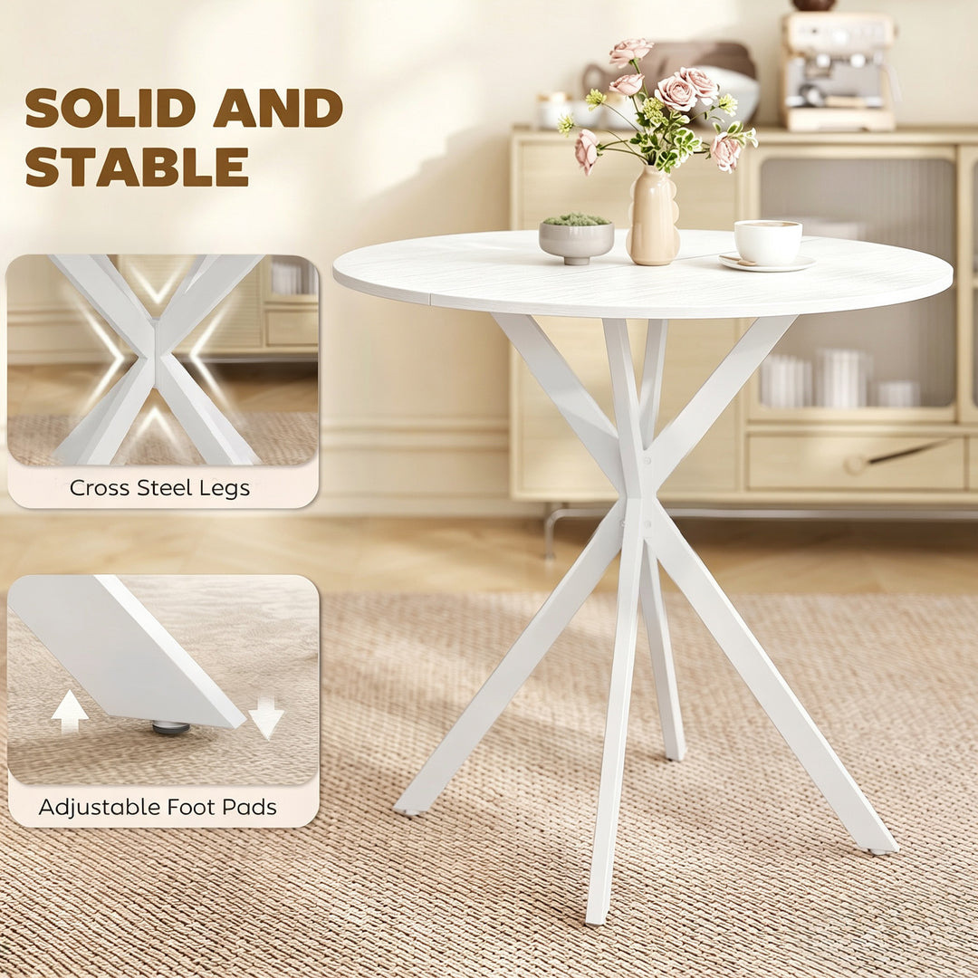 80cm Industrial Round Dining Table - White