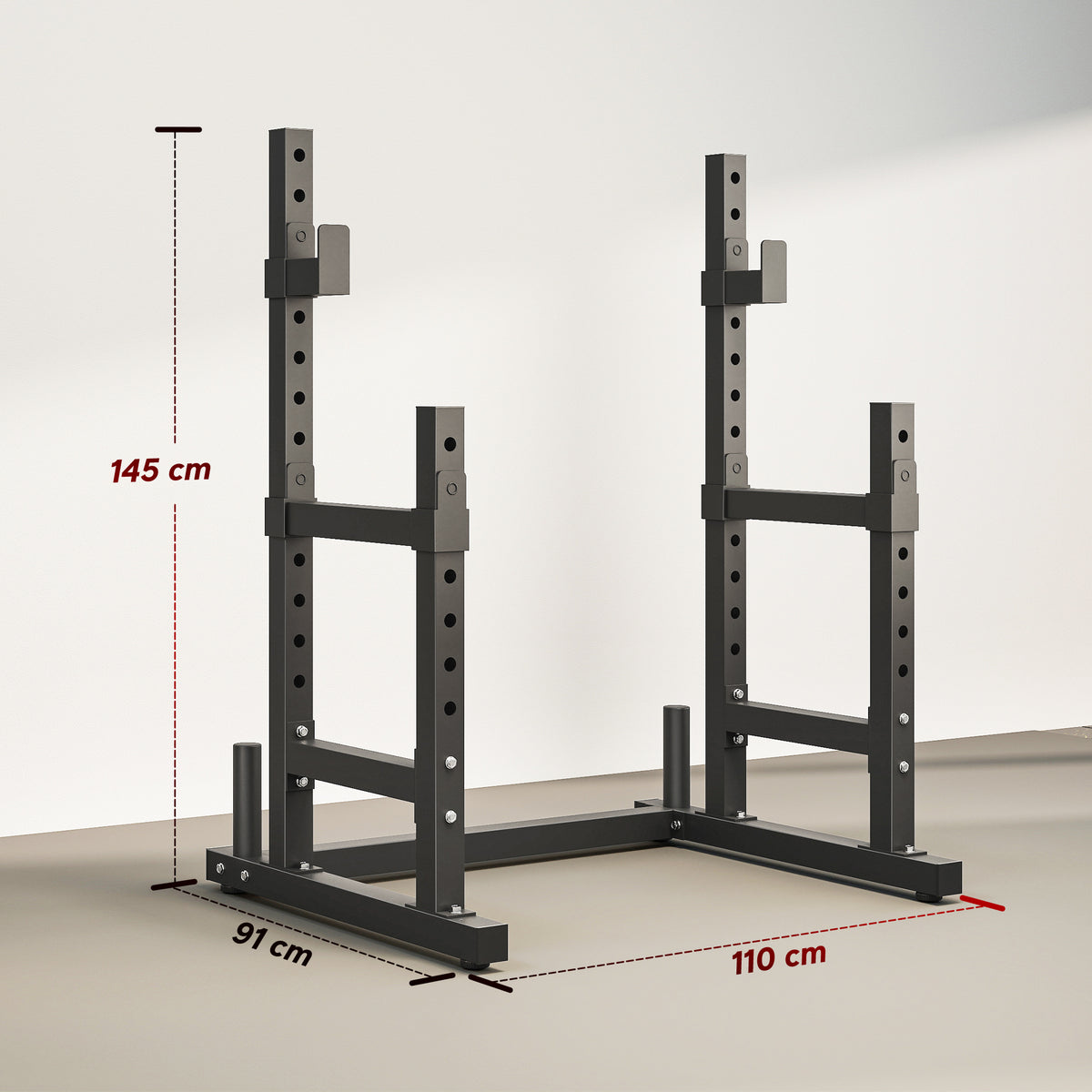 Adjustable Squat Rack with Plate Holders, 300 kg Load