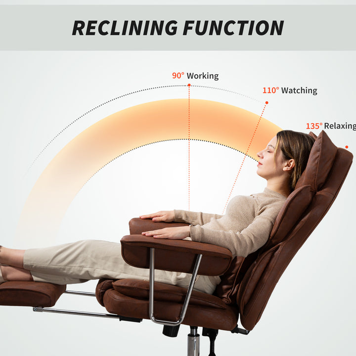 Leathaire Reclining Office Chair with Lumbar Support Pillow - Dark Brown
