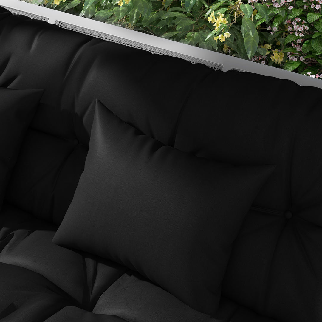 Back and Seat Cushion Replacement with 2 Pillows, Patio Chair Cushions Set with Ties, Black