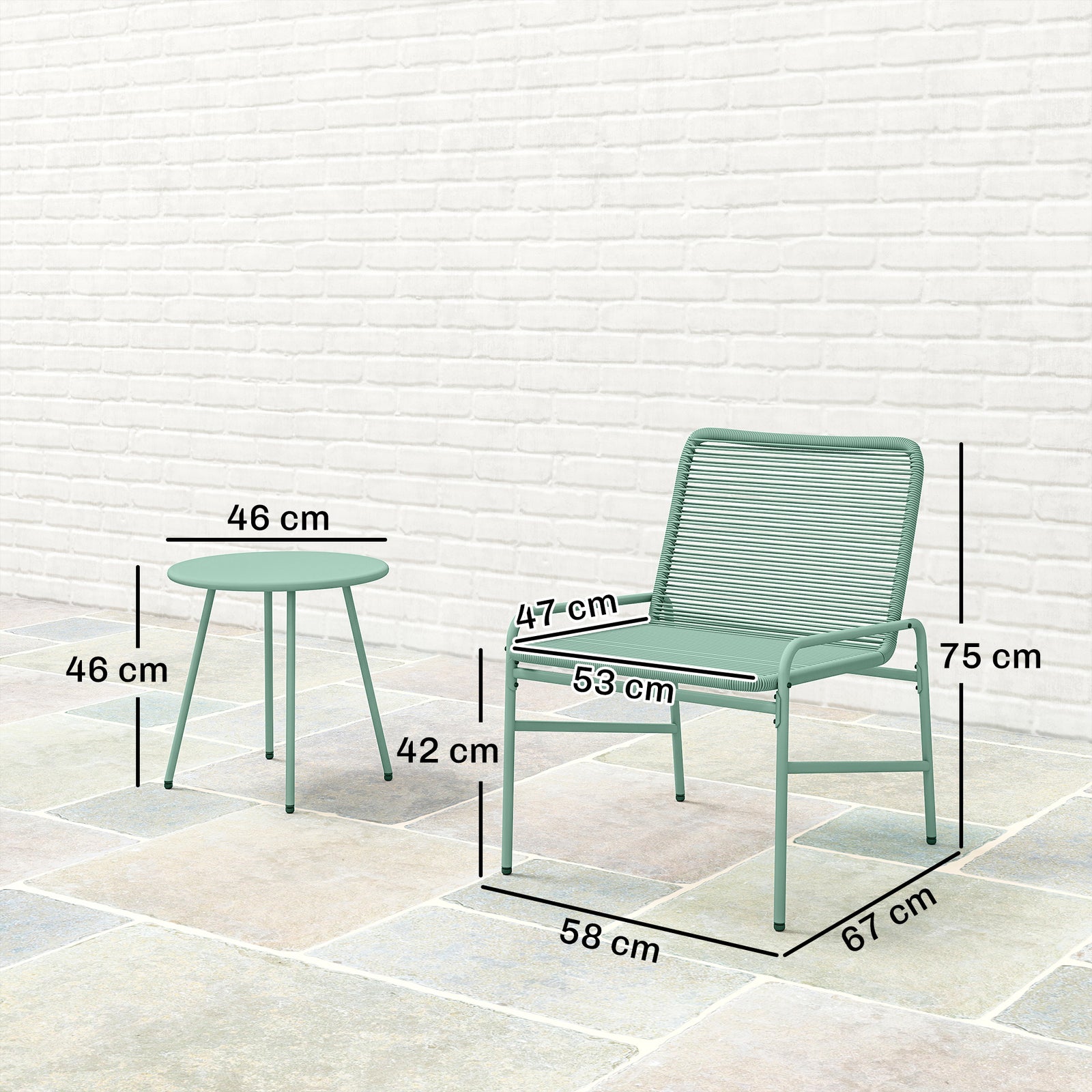 3 Piece Rattan Bistro Set, Outdoor Garden Furniture Set with 2 Chairs,
