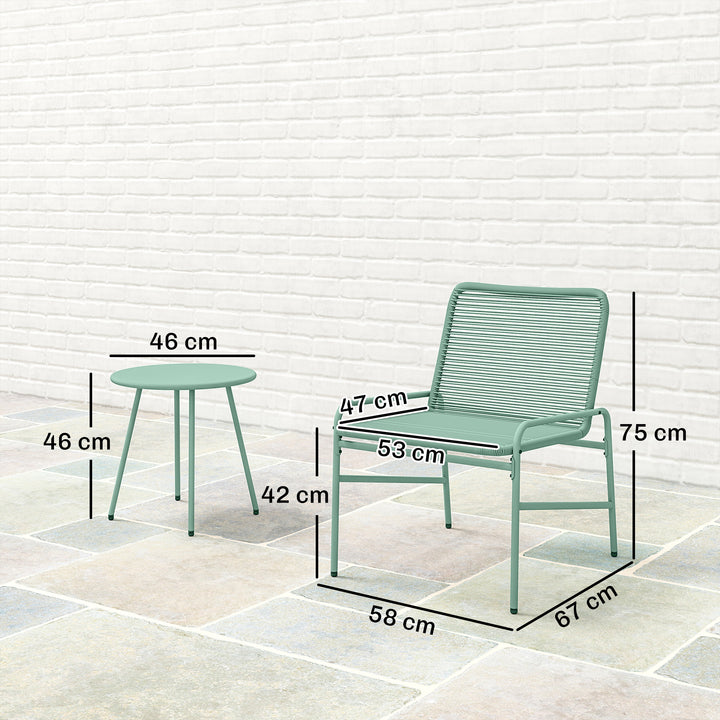 3 Piece Rattan Bistro Set, Outdoor Garden Furniture Set with 2 Chairs,