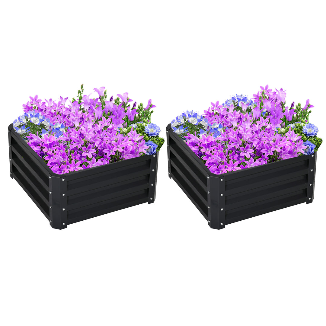 Set of Two 60 x 60cm Steel Planter Boxes - Grey