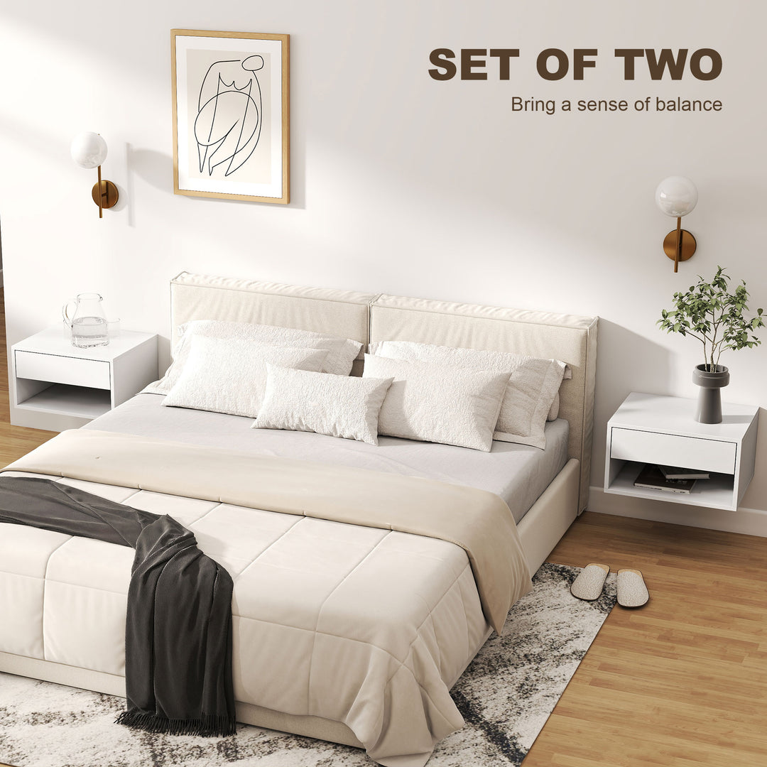 Set of Two Floating Bedside Tables - White