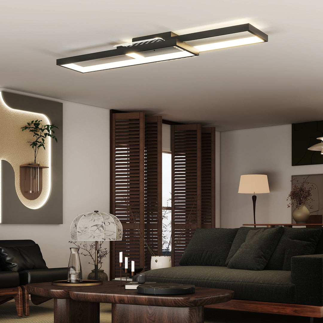 LED Ceiling Light, Modern Dimmable Ceiling Light with Wall Switch &amp; Remote Control, Flush Mount Ceiling Lamp with 3000-6000K Colour Temperatures for Living Room, Bedroom