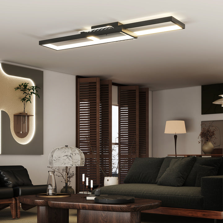 LED Ceiling Light, Modern Dimmable Ceiling Light with Wall Switch &amp; Remote Control, Flush Mount Ceiling Lamp with 3000-6000K Colour Temperatures for Living Room, Bedroom