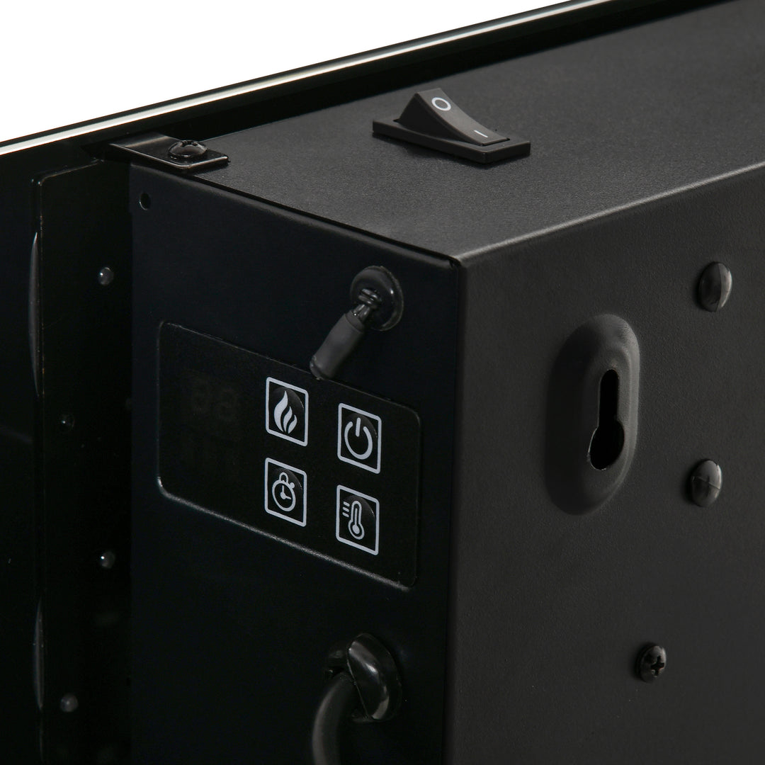 MCL Electric Wall-Mounted Fireplace Heater with Adjustable Flame Effect, Remote Control, Timer, 1800/2000W, Black