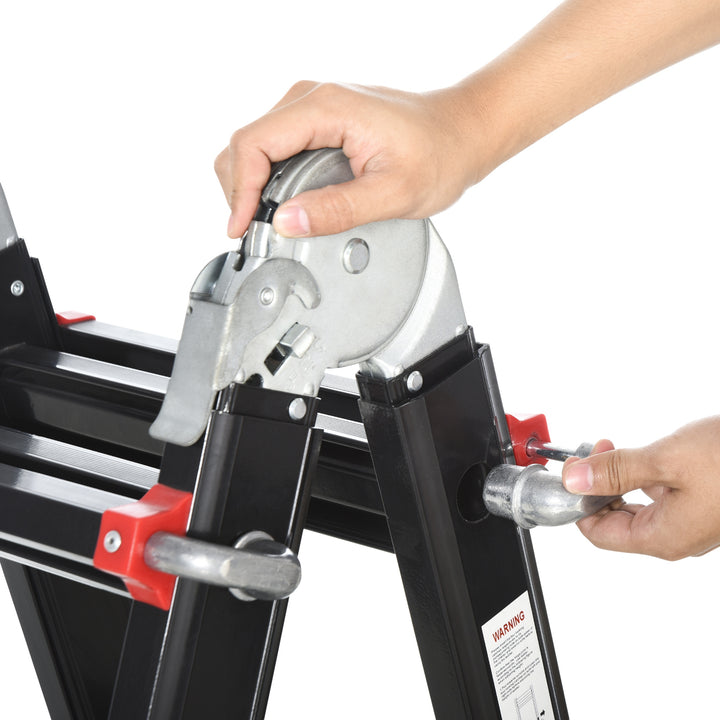 MCL 4M Aluminium Duo Ladder Telescopic Herringbone Changeable Multi-Purpose w/ Non-Slip Steps Climbing DIY Platform Portable Workshop House Garden