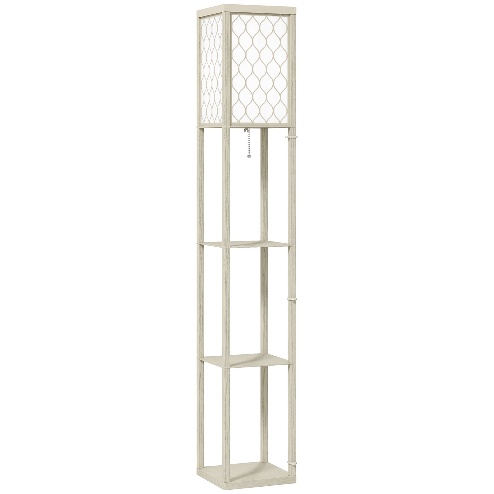 Three-Shelf Standing Lamp - Oak/White