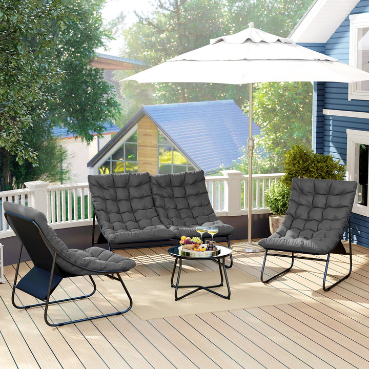 Four-Piece Curved Seat Garden Sofa Set - Grey/Black