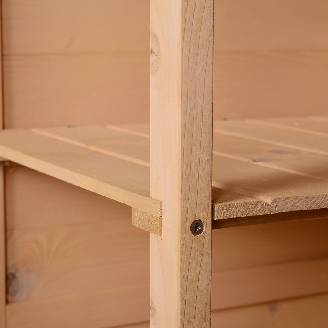 Wooden Small Shed, Garden Storage Shed with Shelves and Bolt Latch, 75L x 56W x115H cm, Natural