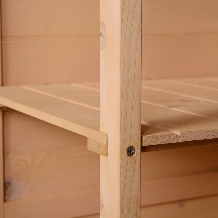 Wooden Small Shed, Garden Storage Shed with Shelves and Bolt Latch, 75L x 56W x115H cm, Natural