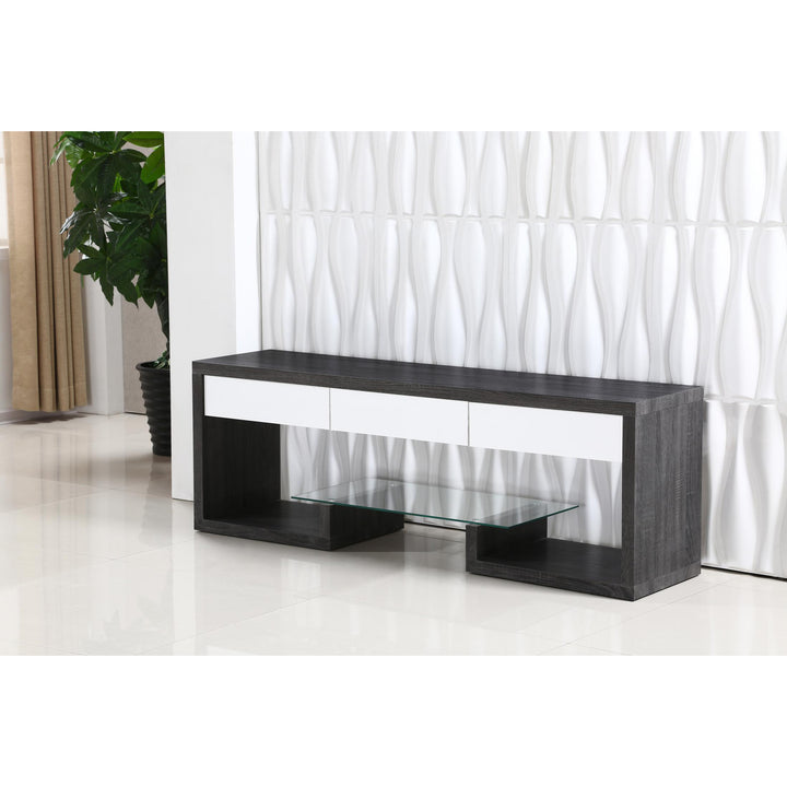 Samba TV Unit Black & White High Gloss 3 Drawer