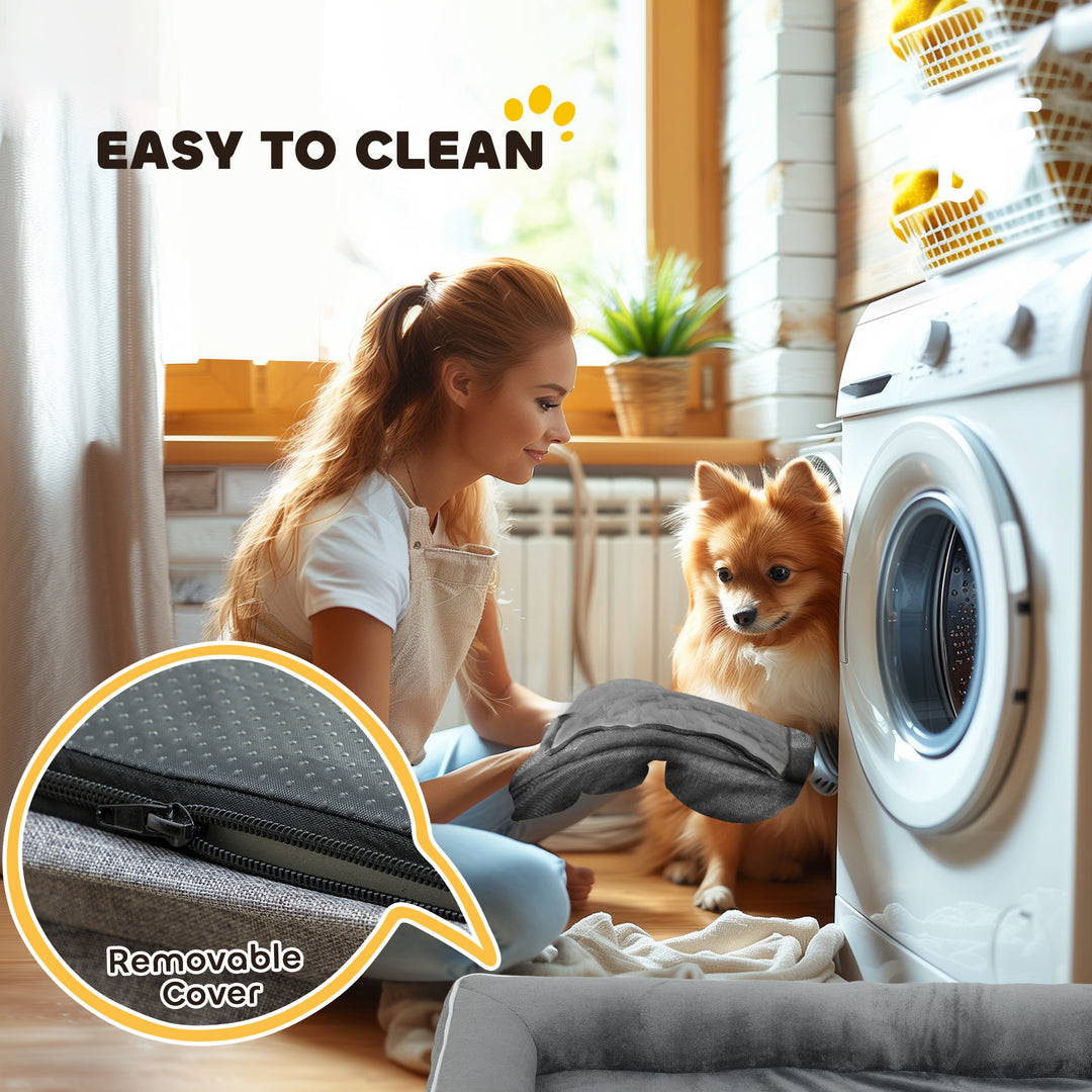 Dog Sofa Bed, Washable Pet Bed with Removable Cover and Non-Slip Botto