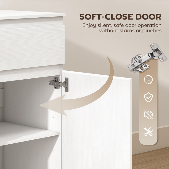 Modern Chest Of Drawers, 5 Drawer Dresser with Adjustable Shelf, Soft-