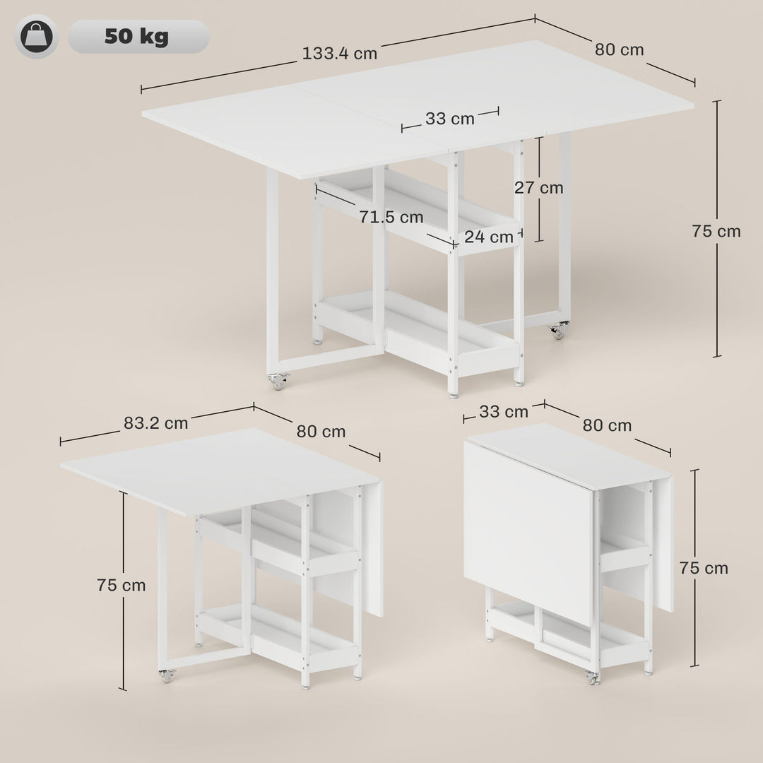 Four-Person Drop Leaf Table - White