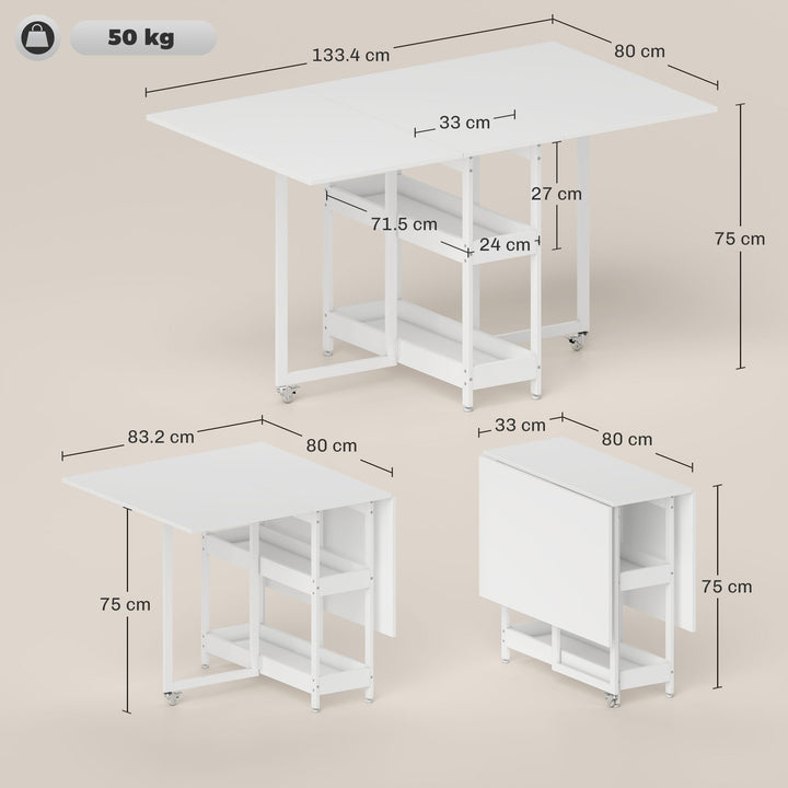Four-Person Drop Leaf Table - White